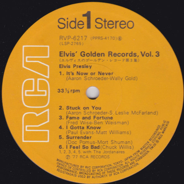 Elvis Presley - Elvis' Golden Records, Vol. 3 (Vinyl, LP, Compilation, Reissue, Stereo) Very Good Plus (VG+) / Very Good Plus (VG+)