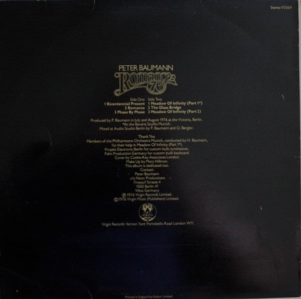 Peter Baumann - Romance 76 (Vinyl, LP, Album) Very Good Plus (VG+) / Very Good Plus (VG+)