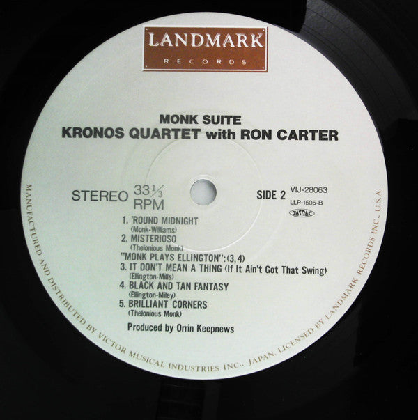 Kronos Quartet - Monk Suite: Kronos Quartet Plays Music Of Thelonious Monk (Vinyl, LP, Album, Stereo) Very Good Plus (VG+) / Very Good Plus (VG+)