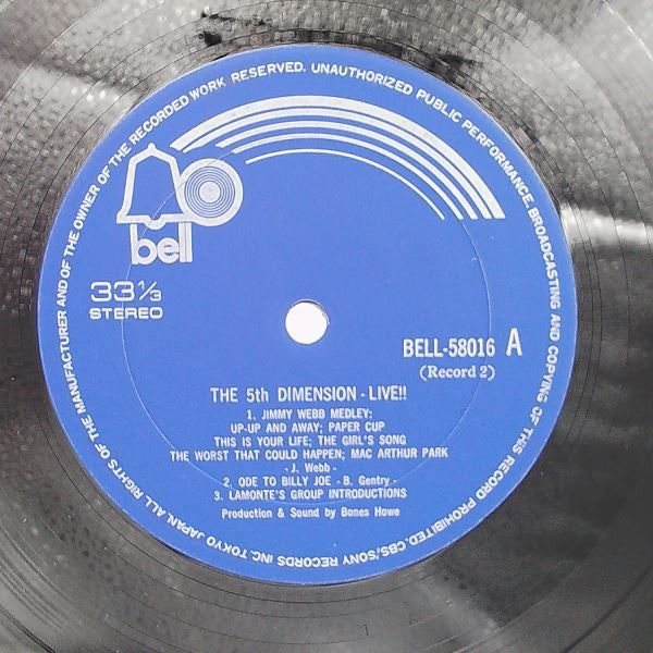 The Fifth Dimension - Live (2xVinyl, LP, Album, Stereo) Good Plus (G+) / Poor (P)