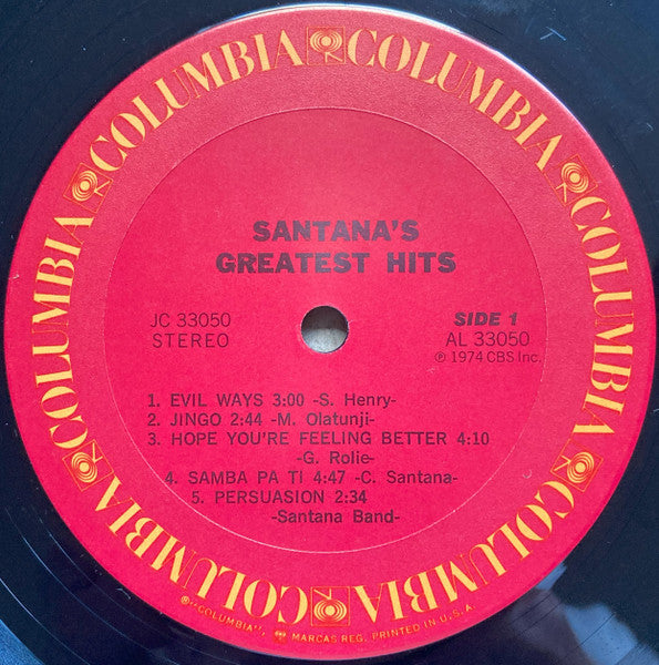 Santana - Santana's Greatest Hits (Vinyl, LP, Compilation, Stereo) Very Good (VG) / Very Good Plus (VG+)