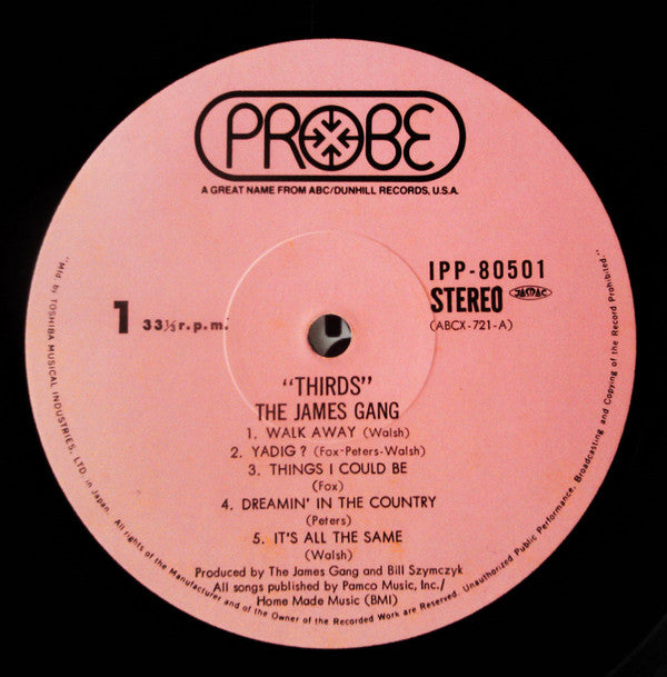 James Gang - Thirds (Vinyl, LP, Album) Very Good (VG) / Very Good Plus (VG+)