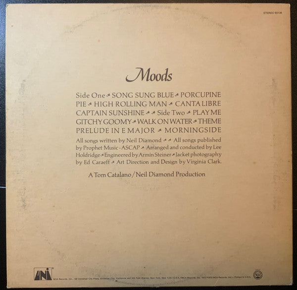 Neil Diamond - Moods (Vinyl, LP, Album) Good Plus (G+) / Very Good (VG)
