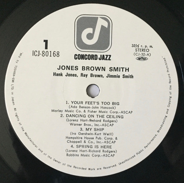 Hank Jones - Jones - Brown - Smith (Vinyl, LP, Album) Near Mint (NM or M-) / Very Good (VG)