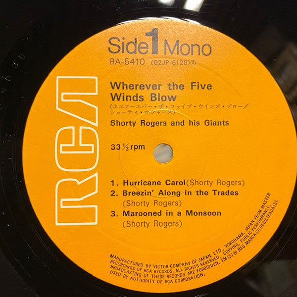 Shorty Rogers Quintet - Wherever The Five Winds Blow (Vinyl, LP, Album, Reissue, Mono) Very Good Plus (VG+) / Good Plus (G+)