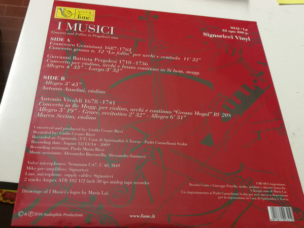 I Musici - Concerts And Follies In Pergolesi's Time (Vinyl, LP, Limited Edition) Very Good (VG) / Near Mint (NM or M-)