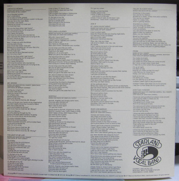 Starland Vocal Band - Rear View Mirror (Vinyl, LP, Album, Promo)