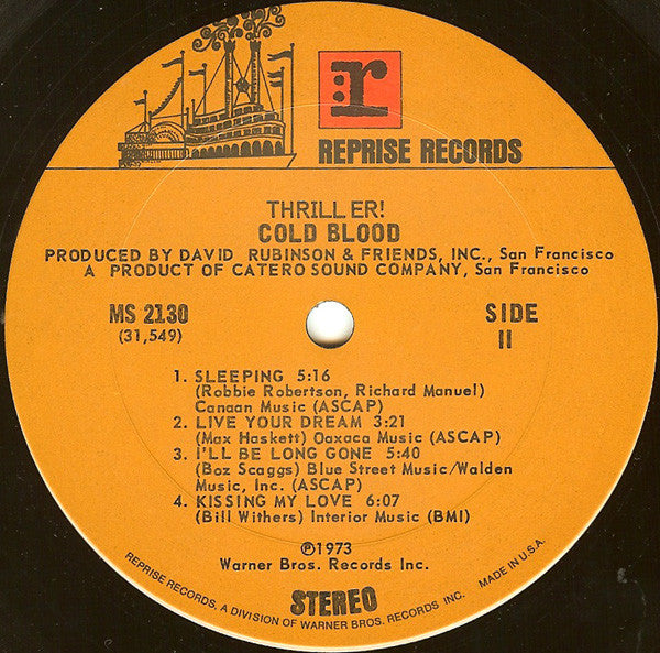 Cold Blood - Thriller! (Vinyl, LP, Album, Misprint) Very Good Plus (VG+) / Very Good Plus (VG+)