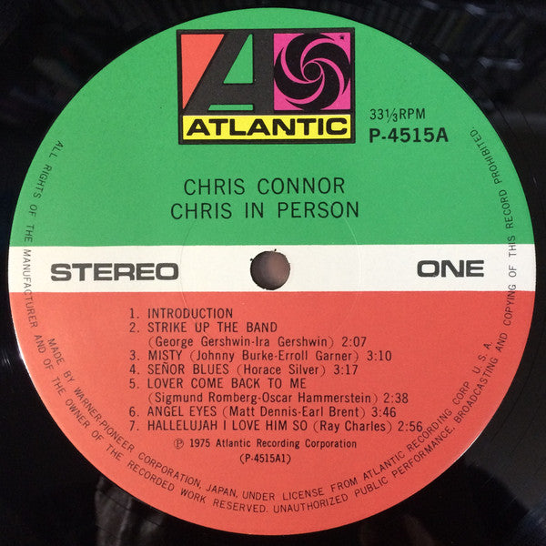 Chris Connor - Chris In Person (Vinyl, LP, Album, Reissue, Stereo) Very Good Plus (VG+) / Very Good Plus (VG+)