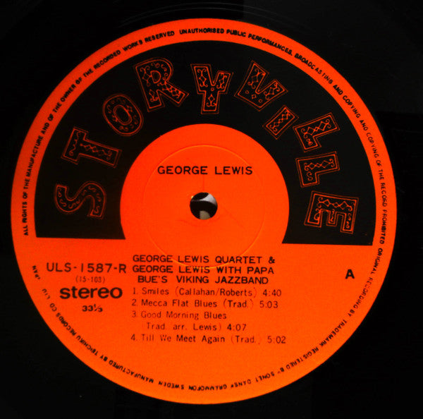 George Lewis Quartet - George Lewis Quartet & George Lewis With Papa Bue's Viking Jazzband (Vinyl, LP, Album, Stereo, Mono) Very Good Plus (VG+) / Very Good (VG)