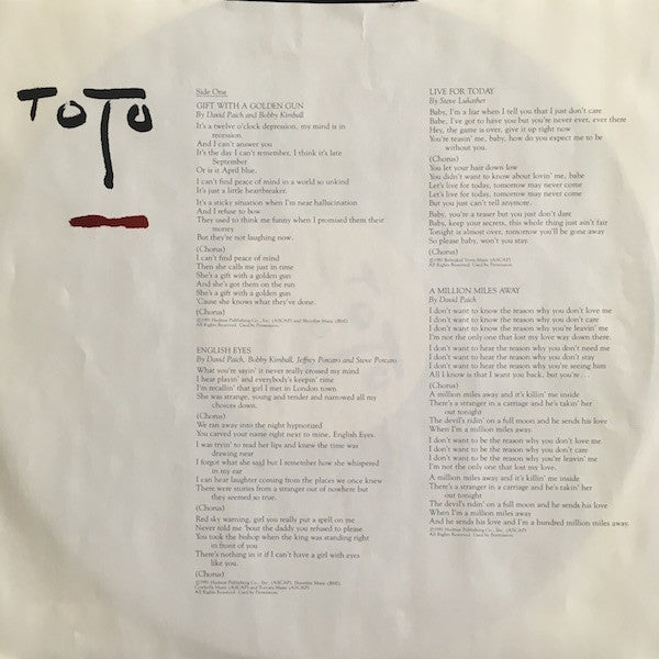 Toto - Turn Back (Vinyl, LP, Album) Very Good (VG) / Very Good Plus (VG+)