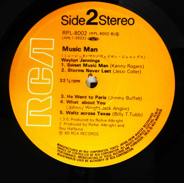 Waylon Jennings - Music Man (Vinyl, LP, Album, Stereo) Very Good Plus (VG+) / Very Good Plus (VG+)