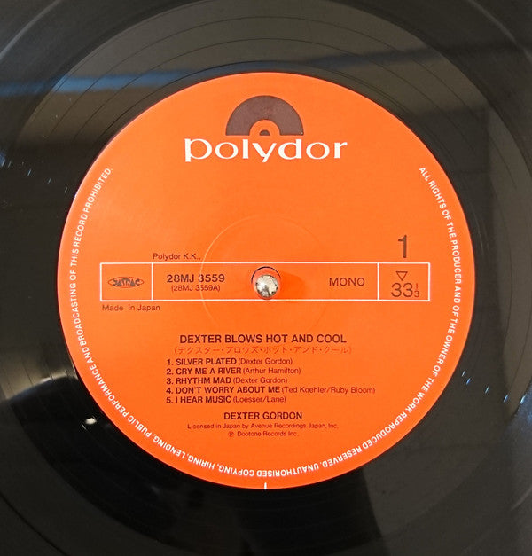 Dexter Gordon - Dexter Blows Hot And Cool (Vinyl, LP, Album, Reissue, Mono) Very Good (VG) / Very Good (VG)