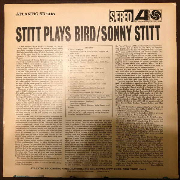 Sonny Stitt - Stitt Plays Bird (Vinyl, LP, Album, Reissue, Stereo) Very Good (VG) / Very Good (VG)