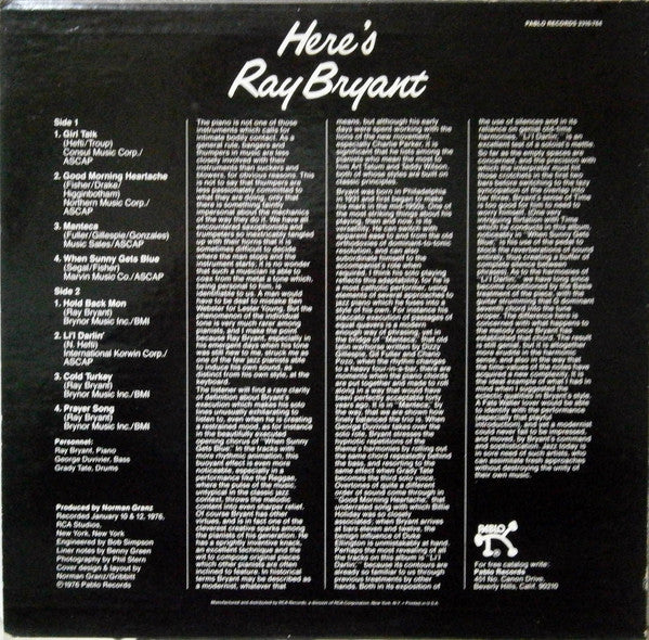Ray Bryant - Here's Ray Bryant (Vinyl, LP, Album, Repress) Good Plus (G+) / Good Plus (G+)