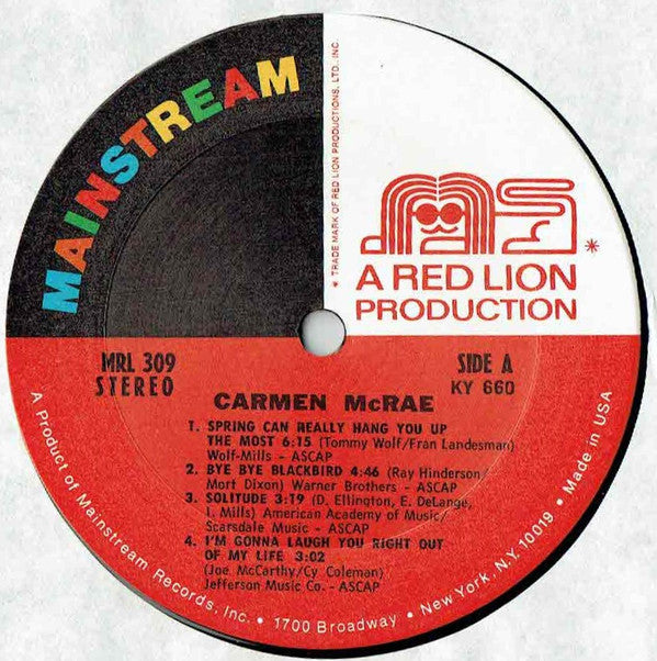 Carmen McRae - Carmen McRae (Vinyl, LP, Album, Stereo) Very Good (VG) / Very Good (VG)