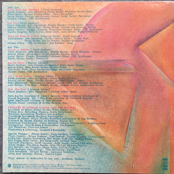 David Sanborn - Voyeur (Vinyl, LP, Album) Very Good Plus (VG+) / Near Mint (NM or M-)