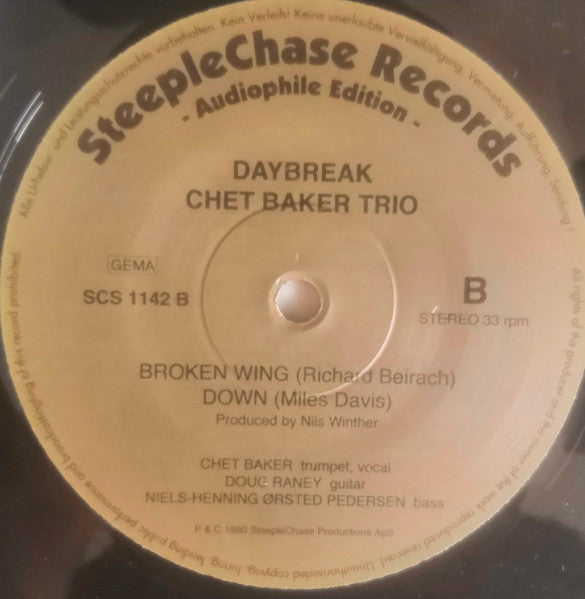 Chet Baker Trio - Daybreak (Vinyl, LP, Album, Limited Edition, Reissue, Stereo) Very Good Plus (VG+) / Very Good (VG)