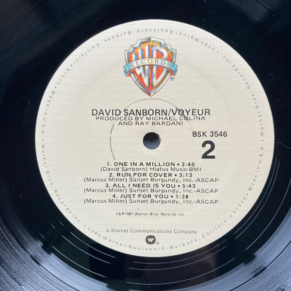 David Sanborn - Voyeur (Vinyl, LP, Album) Very Good Plus (VG+) / Near Mint (NM or M-)
