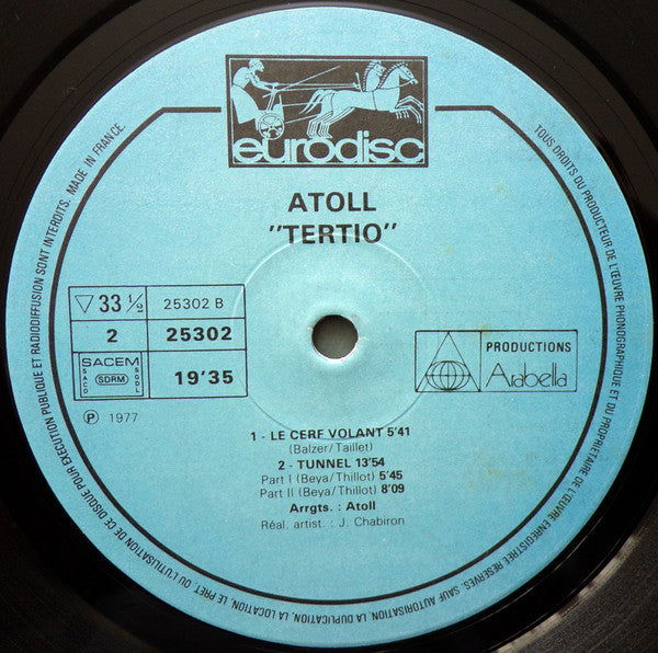 Atoll - Tertio (Vinyl, LP, Album) Very Good (VG) / Good Plus (G+)