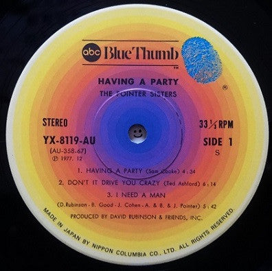 Pointer Sisters - Having A Party (Vinyl, LP, Album) Very Good Plus (VG+) / Very Good (VG)