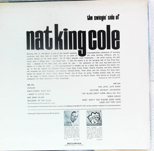 Nat King Cole - The Swingin' Side Of Nat King Cole (Vinyl, LP, Album, Reissue) Very Good Plus (VG+) / Very Good (VG)