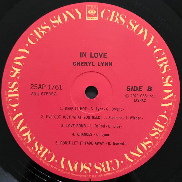 Cheryl Lynn - In Love (Vinyl, LP, Album) Very Good (VG) / Good Plus (G+)