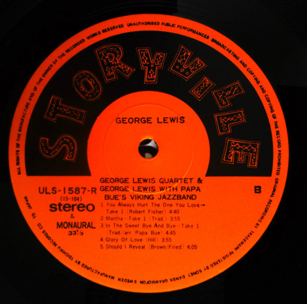 George Lewis Quartet - George Lewis Quartet & George Lewis With Papa Bue's Viking Jazzband (Vinyl, LP, Album, Stereo, Mono) Very Good Plus (VG+) / Very Good (VG)