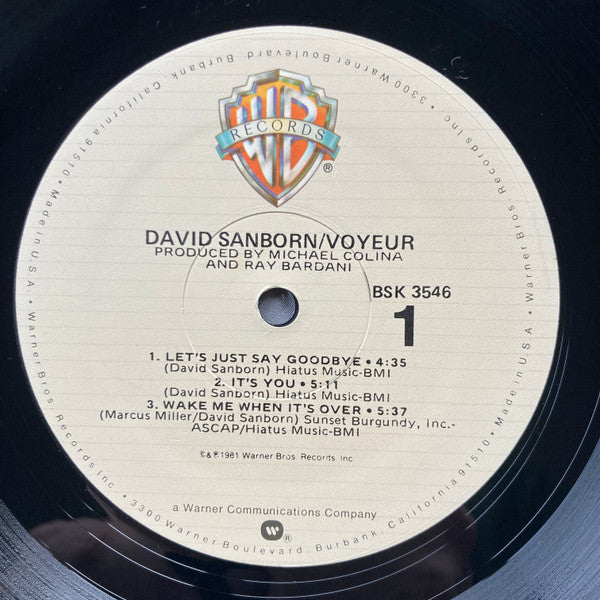 David Sanborn - Voyeur (Vinyl, LP, Album) Very Good Plus (VG+) / Near Mint (NM or M-)