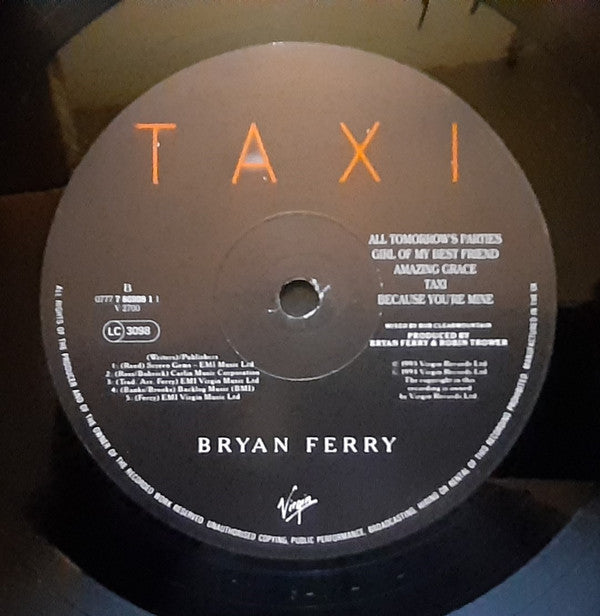 Bryan Ferry - Taxi (Vinyl, LP, Album) Very Good (VG) / Very Good Plus (VG+)
