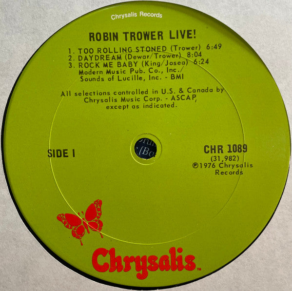 Robin Trower - Robin Trower Live! (Vinyl, LP, Album) Very Good Plus (VG+) / Very Good Plus (VG+)