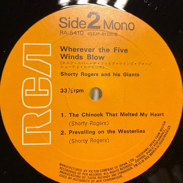 Shorty Rogers Quintet - Wherever The Five Winds Blow (Vinyl, LP, Album, Reissue, Mono) Very Good Plus (VG+) / Good Plus (G+)