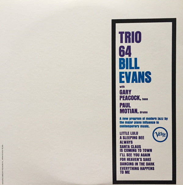Bill Evans - Trio 64 (Vinyl, LP, Album, Reissue, Stereo) Very Good Plus (VG+) / Very Good Plus (VG+)