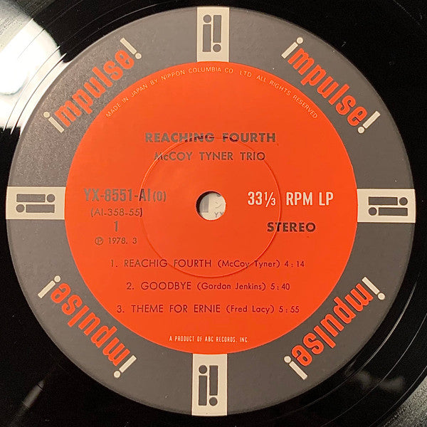 McCoy Tyner Trio - Reaching Fourth (Vinyl, LP, Album, Reissue, Stereo) Very Good (VG) / Very Good Plus (VG+)