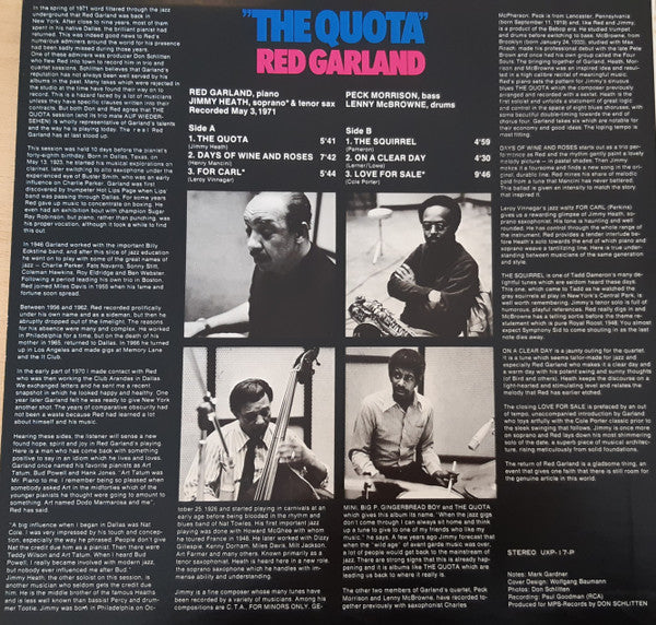 Red Garland - The Quota (Vinyl, LP, Album, Reissue)