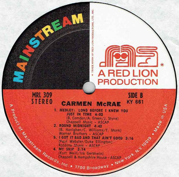 Carmen McRae - Carmen McRae (Vinyl, LP, Album, Stereo) Very Good (VG) / Very Good (VG)