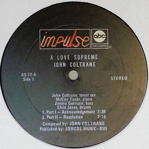 John Coltrane - A Love Supreme (Vinyl, LP, Album, Stereo, Reissue) Very Good Plus (VG+) / Very Good (VG)