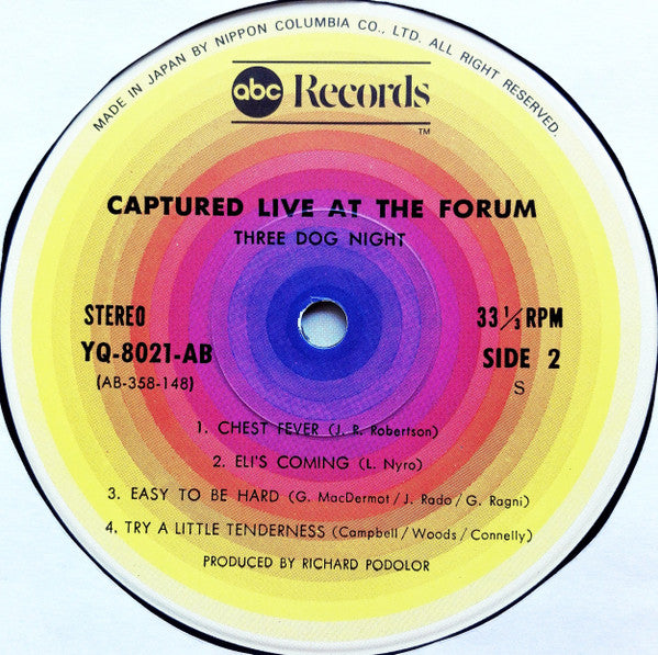Three Dog Night - Captured Live At The Forum (Vinyl, LP, Album) Very Good Plus (VG+) / Very Good Plus (VG+)