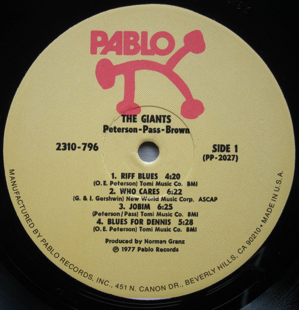 Oscar Peterson - The Giants (Vinyl, LP, Album, Mono) Very Good Plus (VG+) / Good Plus (G+)