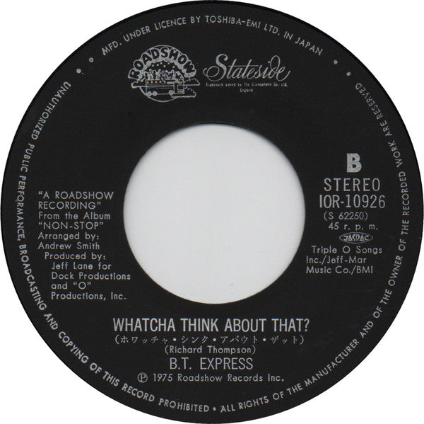BT Express - Close To You / Whatcha Think About That ? (Vinyl, 7", 45 RPM, Single) Very Good Plus (VG+) / Very Good (VG)