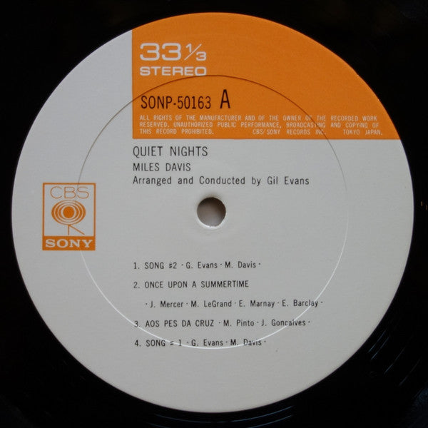 Miles Davis - Quiet Nights (Vinyl, LP, Album, Stereo) Very Good Plus (VG+) / Very Good (VG)
