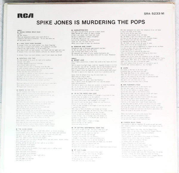 Spike Jones - Spike Jones Is Murdering The Pops (Vinyl, LP, Compilation, Promo, Mono) Very Good (VG) / Good Plus (G+)