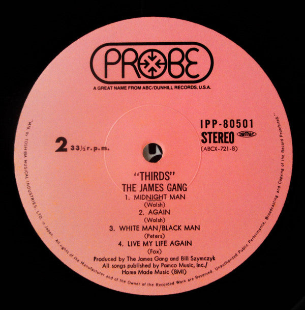 James Gang - Thirds (Vinyl, LP, Album) Very Good (VG) / Very Good Plus (VG+)