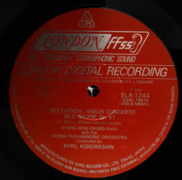 Ludwig van Beethoven - Violin Concerto In D Major (Vinyl, LP) Very Good Plus (VG+) / Very Good (VG)