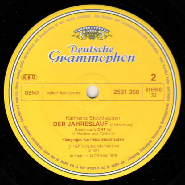 Karlheinz Stockhausen - Der Jahreslauf (Vinyl, LP, Album) Very Good (VG) / Very Good (VG)