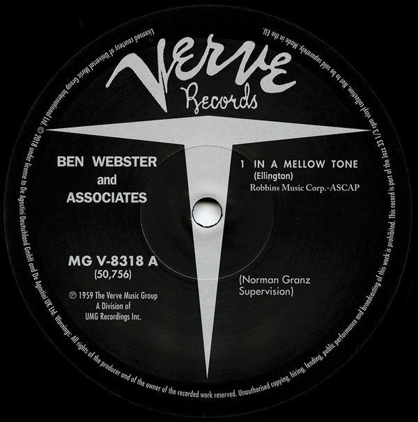 Ben Webster - Ben Webster And Associates (Vinyl, LP, Album, Reissue) Near Mint (NM or M-) / Near Mint (NM or M-)