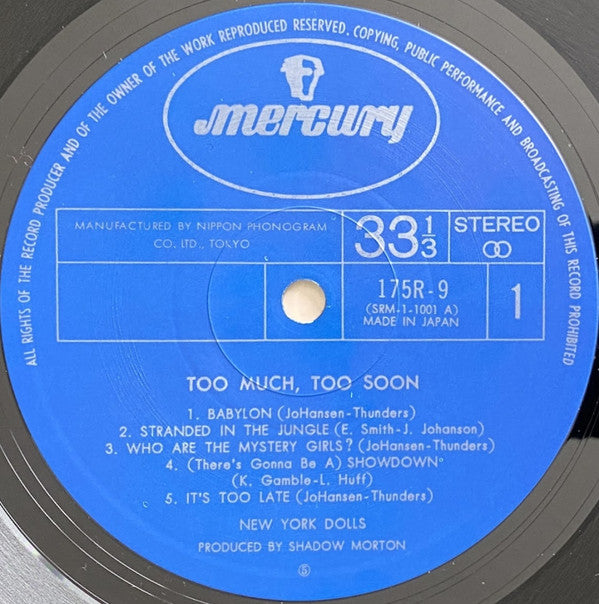 New York Dolls - Too Much Too Soon (Vinyl, LP, Album, Reissue, Stereo) Very Good Plus (VG+) / Very Good Plus (VG+)