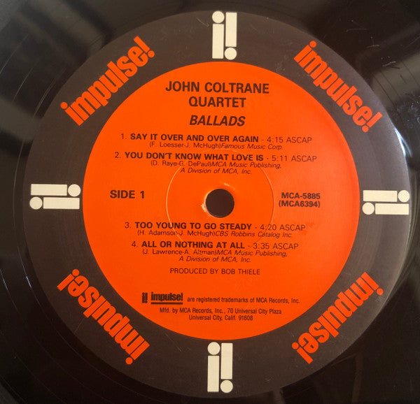 The John Coltrane Quartet - Ballads (Vinyl, LP, Album, Reissue, Remastered, Stereo) Very Good Plus (VG+) / Very Good Plus (VG+)