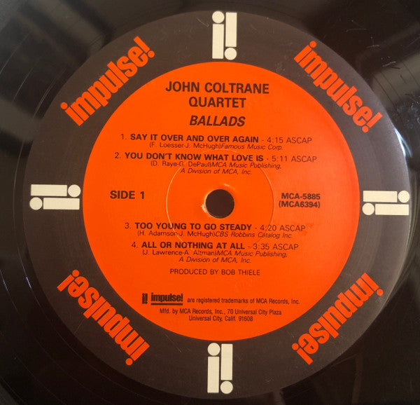 The John Coltrane Quartet - Ballads (Vinyl, LP, Album, Reissue, Remastered, Stereo) Very Good Plus (VG+) / Very Good Plus (VG+)