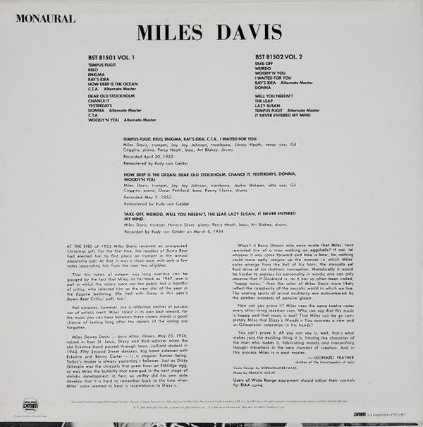 Miles Davis - Volume 1 (Vinyl, LP, Compilation, Reissue, Remastered, Mono) Near Mint (NM or M-) / Very Good Plus (VG+)